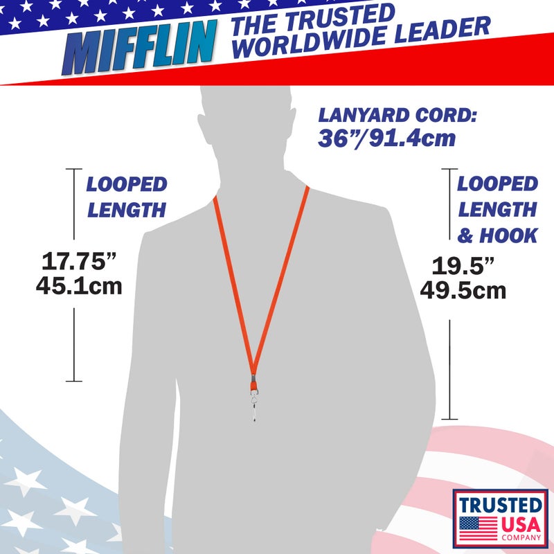 Mifflin-USA Flat Lanyards for ID Badges (Orange, 36 Inch, 25 Pack), Comfortable Neck Straps - Image 3